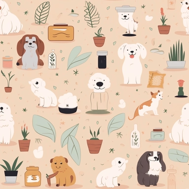 Cute Veterinary clinic cartoon, background pattern, Commercial use, clipart, boho style, beige, creme