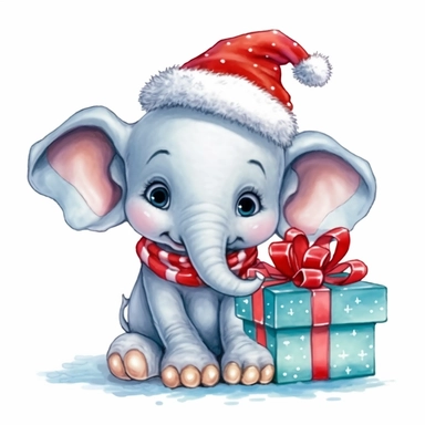 Cute Christmas image cartoon clipart animation simple detail on a white background