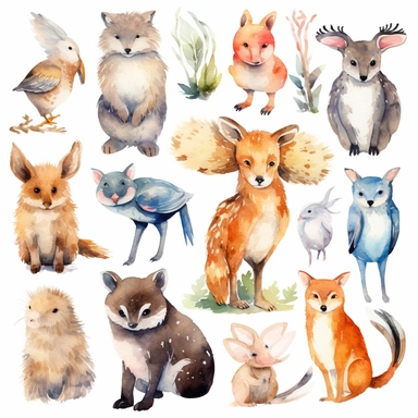 Watercolor Animals and Wildlife Clipart