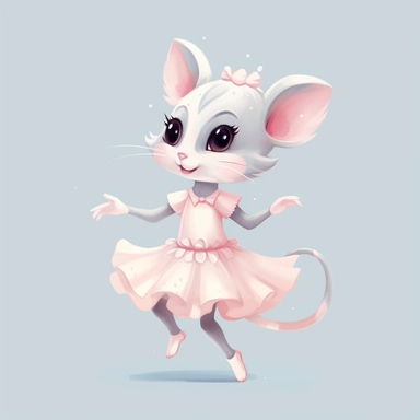 a ballerina cat in style of claris mouse clip art
