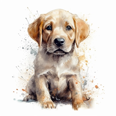 golden retriever puppy clipart, Cute puppy labrador, happy puppy, looking curious, ultra-detailed, sharp image, realistic pet image, Watercolor labrador dog, isolated on the white background, hd