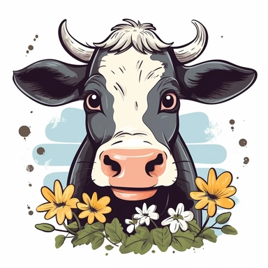 Continue your creative journey as you immerse yourself in the creation of a captivating cow clip art file. Envision a charming and delightful illustration of a cow, free from any background, that will later be converted into the versatile SVG format. Let your artistic expression flow as you focus on capturing the essence of a cow's personality through expressive features. Pay attention to the cow's endearing facial expression, eyes, nose, and ears. Bring out their unique qualities and create a c