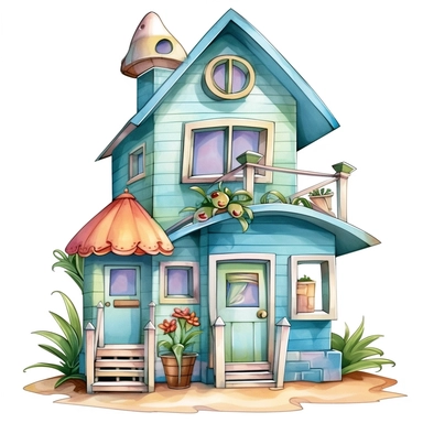cute beach house clipart