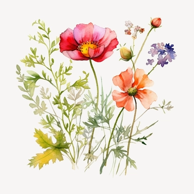 wild flowers clip art watercolor