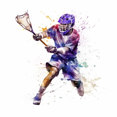 watercolor lacrosse player clipart, white background
