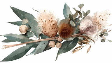 1 tiny boquet of eucalyptus with dried pampas, ideal for wedding stationary, clipart