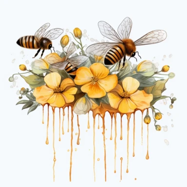 Spring Garden Bee and Honey Drips Clipart
