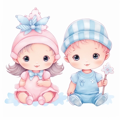 clip art baby girl or boy pink and blue