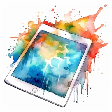 watercolor clipart of one single iPad
