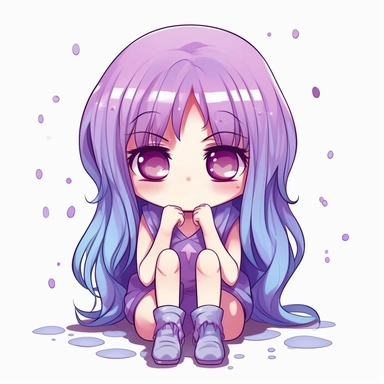 Clipart of a cute crying girl kawaii white background