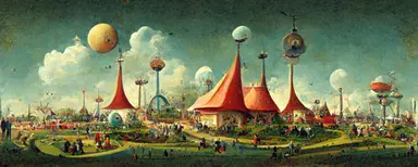 sharpen A fascinating amusement park, Clipart, by Hieronymus Bosch, Outrun