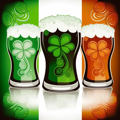clipart, irish flag beer shamrocks, abstract design, celtic pattern