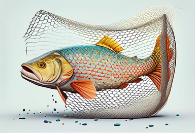 Fish net on side view cartoon isolated illustration, catch fish in net, fishing outdoor entertainment, fishing tackle cartoon clipart , .highly detailed, + cinematic shot + photo taken by sony + incredibly detailed, sharpen details + highly realistic + professional photography lighting + lightroom + behance photography unsplash