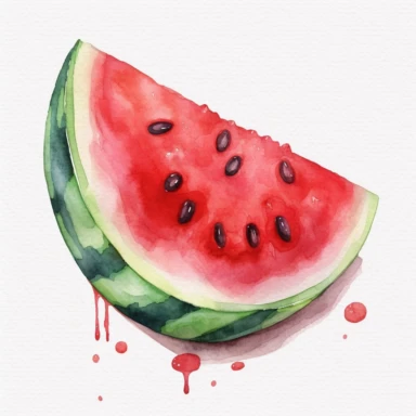 watercolor colorful clipart of a juicy watermelon slice, hd, on white background