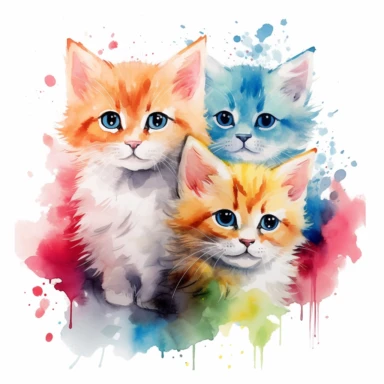 watercolor clipart of kittens