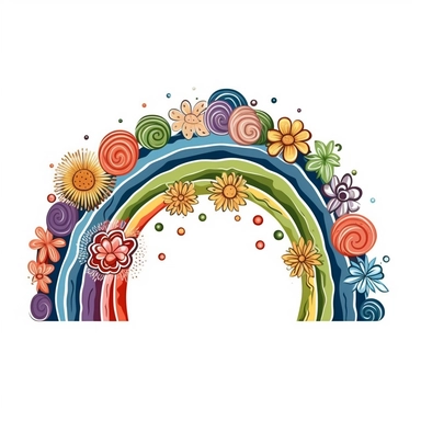 rainbow element illustration in scandinavian style, hand draw Illustration clipart, 4K, extremely detailed, Sublimation Clipart ,Cartoon,hyper realistic, intricate detail, illustration style,high solution,on the white background