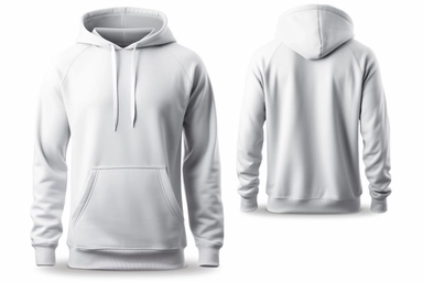 Blank white mens hoodie sweatshirt long sleeve with clipping path, mens hoody with hood for your design mockup for print, isolated on white background. Template sport winter clothes.