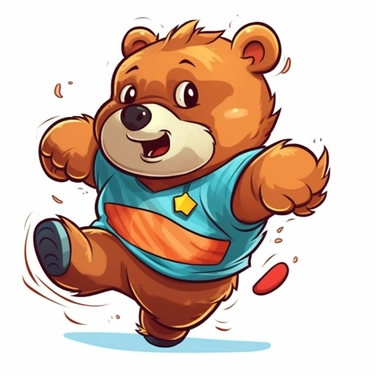 cute cartoon drawing of a bear carrying an envolope running clipart