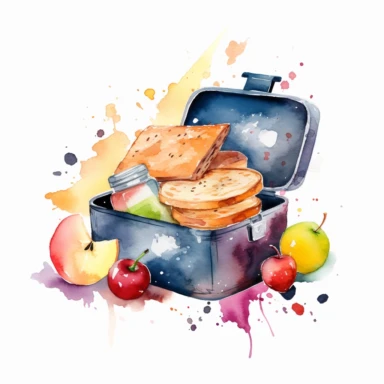 watercolor illustration of Lunchbox, school clipart, studenti life style, clipart, watercolor clipart, watercolor splashes, illustration, artsy, white background