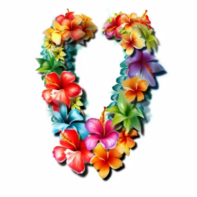 a colorful Flower lei hanging around someones neck for digital clipart