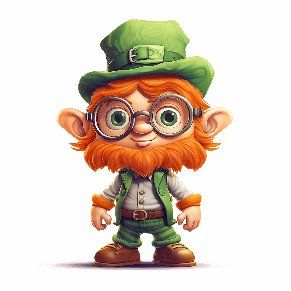 cute fantasy leprechaun, clipart, white background, no text, no caption ...