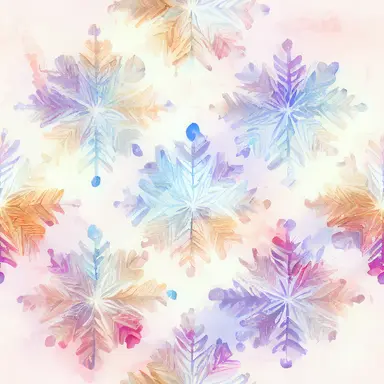 gradient snowflakes pattern simetric, white background in watercolor clipart style