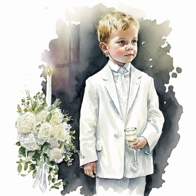 First Communion, watercolor by Thomas W.Schalle, clipart, white background