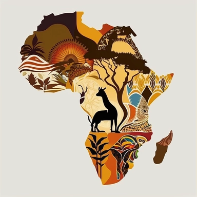 Africa continent tribal art map concept, vector art, vector clipart ar 3:2 q 3 v 4