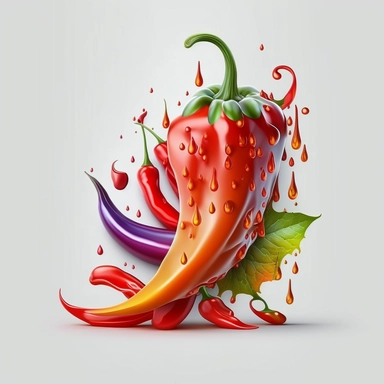 chilli, illustration vector image, clipart, digital drawing, soft edges and blurred details, cute colorful, realistic super details, white background, object complete display, screen without watermark, element, PNG, 8k--ar 1:1