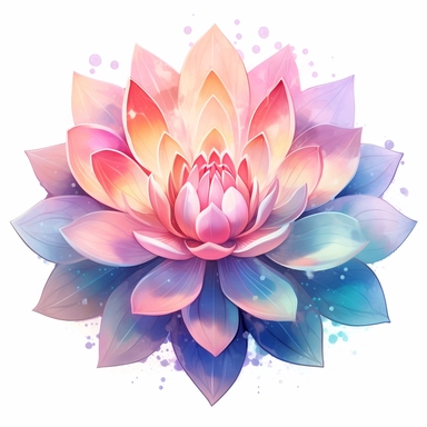 lotus flower, clipart, intense white and deep pastel colors, dnd, watercolor, no background, isolated on a white background, self contained, well defined edges, by amy sol and magali villeneuve and susan bourdet and ross tran, spaced out, glowy, intricate, 8k