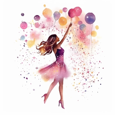 watercolor clipart of a bachelorette party, Create a design with sparkling elements like glitter, sequins, and confetti, capturing the excitement and festive atmosphere of a bachelorette party. ,isolated background,