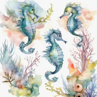 Underwater Clipart, Watercolor Sea Clipart, Watercolor Clipart, Wedding Clipart, seahorses Clipart, pastel and mate, Ocean Clipart, Tropical Clipart, full hd
