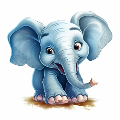 Cute Beautiful Happy Face Elephant Cartoon Sublimation Clipart,Cartoon,hyper realistic, intricate detail, illustration style,high solution,on the white background