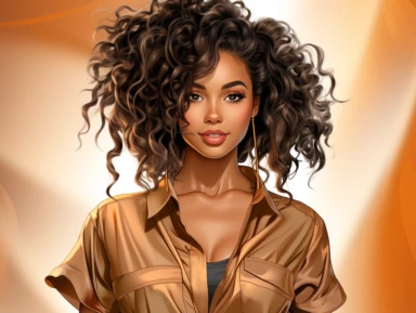 Cartoon Kelly Rowland Norman Rockwell style Clipart Full body shot from head to toe centered Bronze skin African American black girl magic Kelly Rowland version with messy bun, the boss lady clipart , vector art image, in the style of feminine interiors, video collages, aquarellist, whitcomb-girls, bright summer colors, kitty lange,