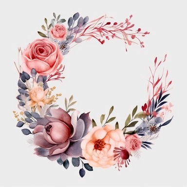 Create an exquisite watercolor floral border in a delicate blush pink palette, featuring intricate clipart of roses and various watercolor flowers. The design should exude an elegant and romantic atmosphere, perfect for a dusty pink-themed wedding. The clip art should be of high quality and suitable for printing purposes. Let the border be a premade element, ready to be used as a charming addition to wedding invitations or other printable materials. Capture the ethereal beauty of watercolor arti