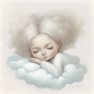 a watercolor painting of a little girl sleeping on a cloud, by nicoletta ceccoli, melancholy pastel art, cute detailed digital art, goddess of sleep, adorable digital painting, by Jasmine Becket-Griffith, fairy cgsociety, dreamy illustration, dreamlike digital painting, astral fairy, cherub, god of dreams, aka dream, dream scenery art, solid white background, plain white background, clipart style, no shadows, NO watermarks, Clipart element, png output