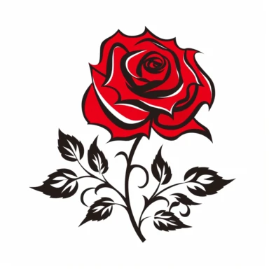 red rose flower silhouette vector flat simple identification symbol white backround white background minimalistic clipart png svg
