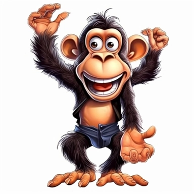 Cute Happy Face Beautiful Funny Monkey Full body Sublimation Clipart,Cartoon,hyper realistic, intricate detail, illustration style,high solution,on the white background