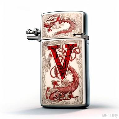 clipart Lighter with engraving of capital letter Y and Yakuza, white background