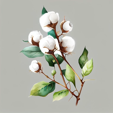 watercolor clipart, vector, hand painted, white cotton ball plant stems, on white background, extreme detail, photo realistic, 8k