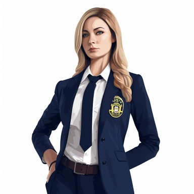 clipart of a woman FBI agent, white background