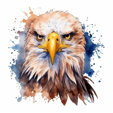 watercolor bald eagle head clipart, hd, lots of detail, on white background