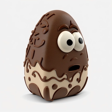 pixar chocolate easter egg, pixar animation, 3D, clipart, white background, no background, clipartmax,