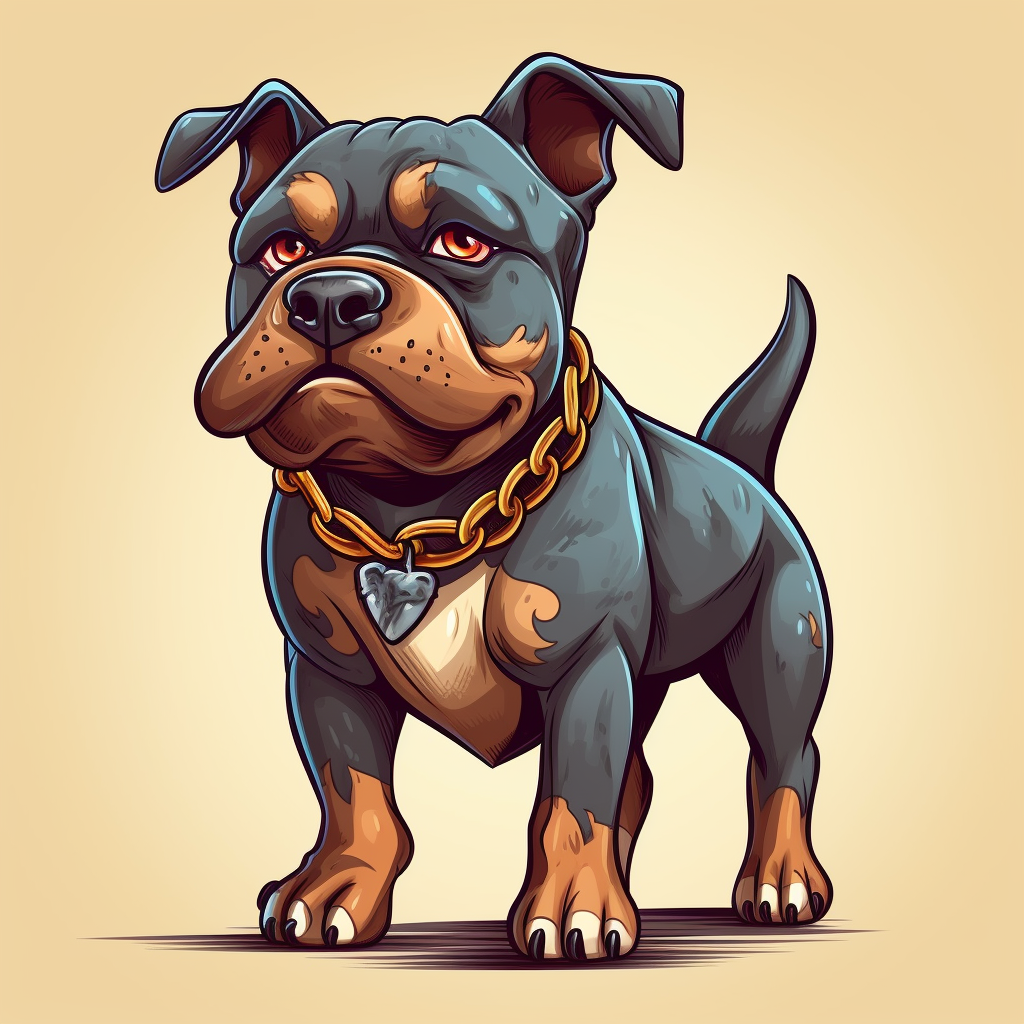 American Bully Clipart, Cartoon, Vector, Strong Dog, Muscle, American 