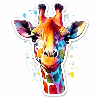 clip art sticker, cheerful giraffe, vibrant, on white background