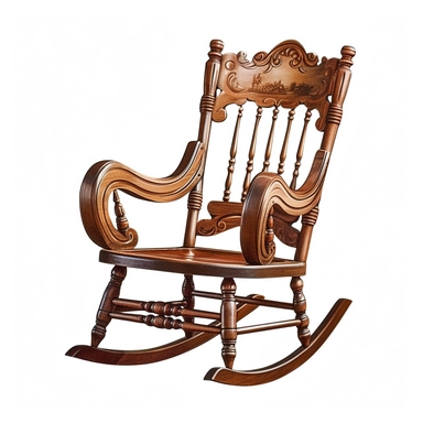 antique wooden rocking chair, white background, clipart--q2--v5.1