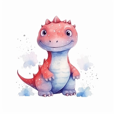 cute watercolor hard drawn minimal 2d dinosaur clipart illustration 8K