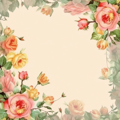 pink, soft yellow and apricot coloured English roses, page border style, clipart, watercolor, vintage--q2