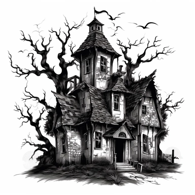 Witch House Creepy Gothic Clipart isolated on white background