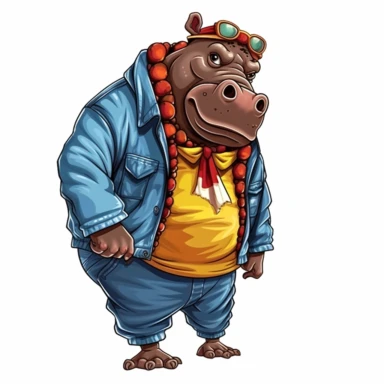 A hip-hop style hippopotamus clipart